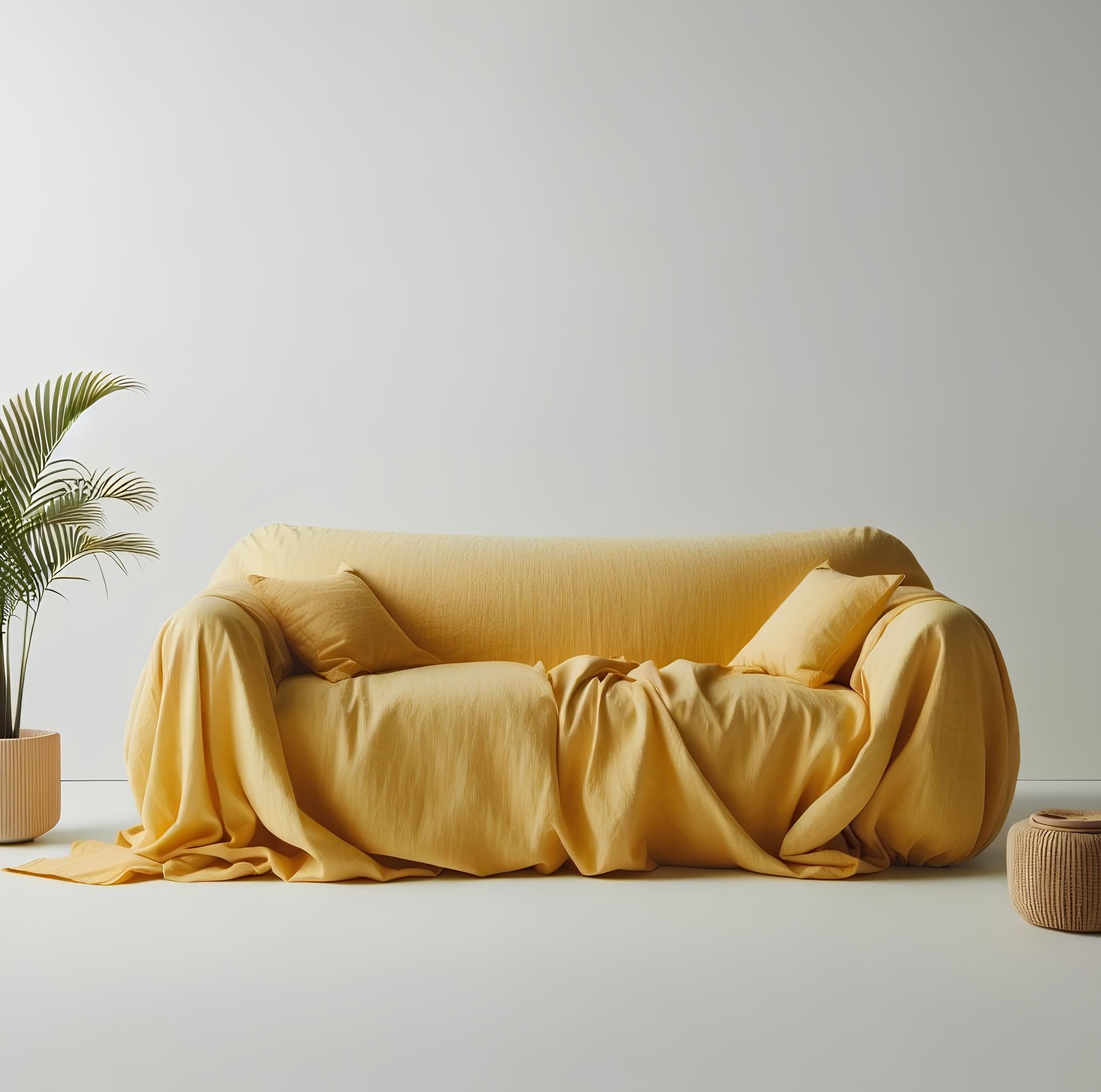 Mustard Yellow Linen Locker Handmade Linen Couch Cover