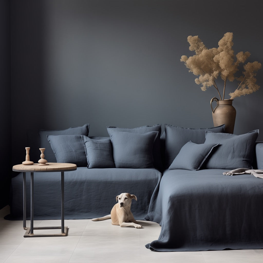 L Shape Sectional Handmade Linen Couch Cover Set – Linen Locker & Co.