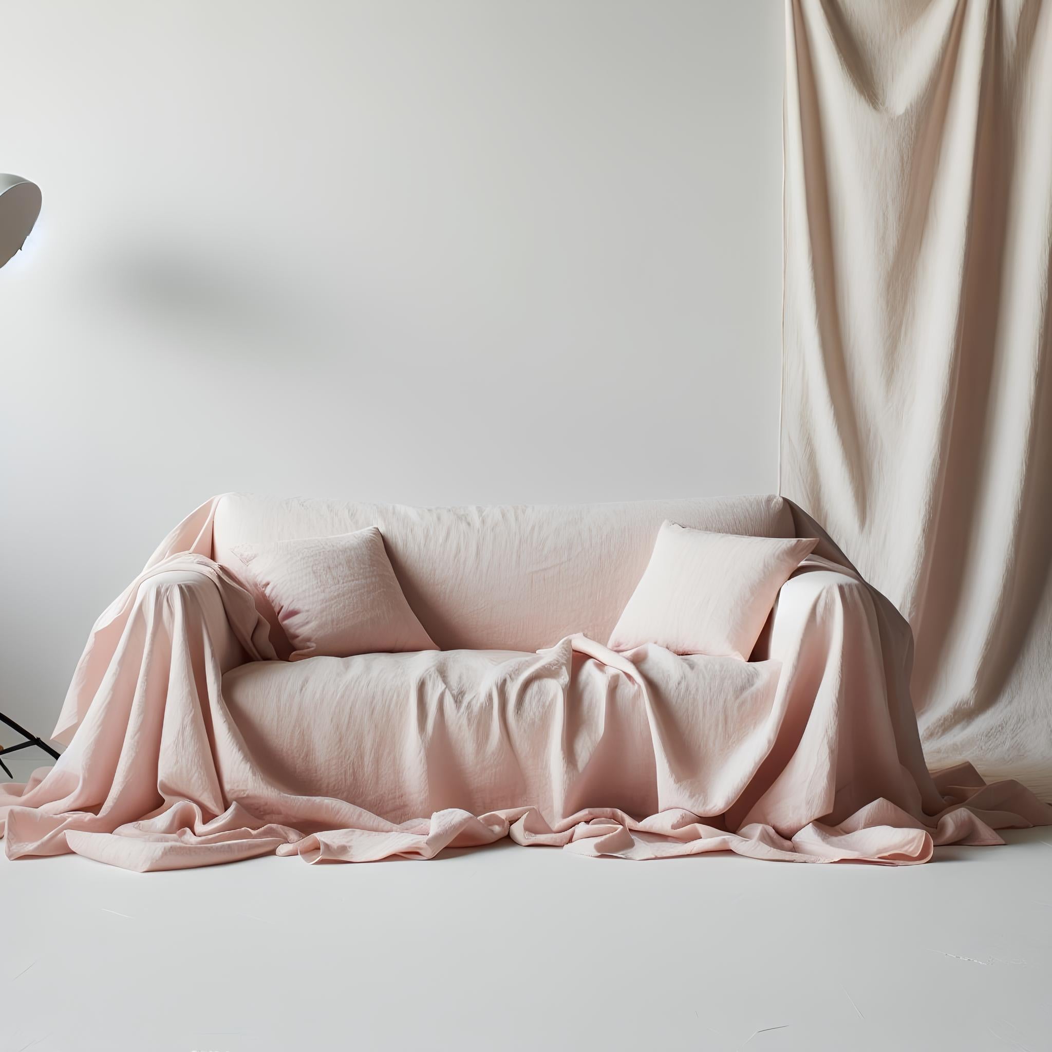 Shell Pink Linen Locker Handmade Linen Couch Cover
