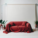 Mulberry Red Linen Locker Handmade Linen Couch Cover
